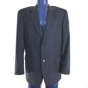 Savile Row Mens 44‎ Reg Suit Jacket Navy Blue 100% Wool Lined Pocket Blazer Work